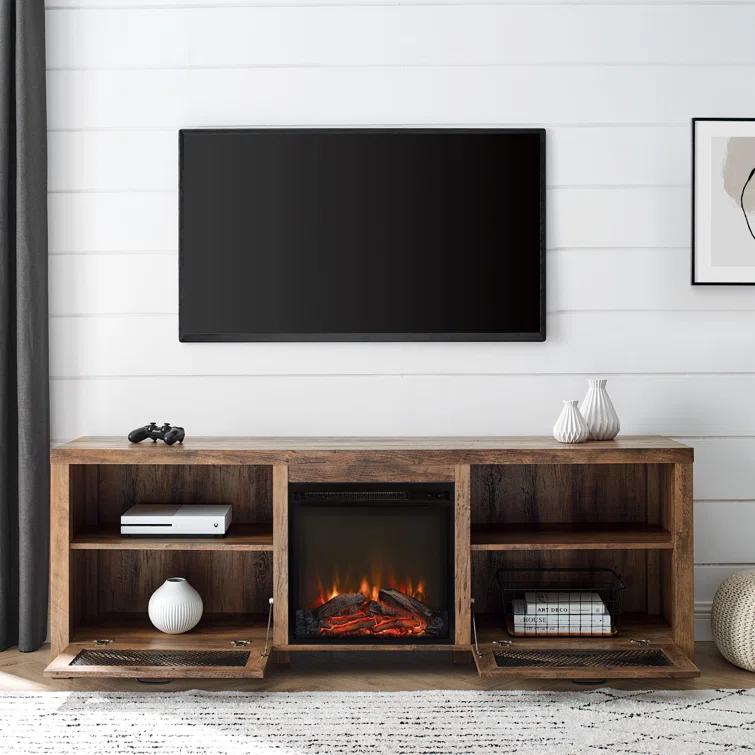 Gracie Oaks Tansey 70" Media Console with Electric Fireplace