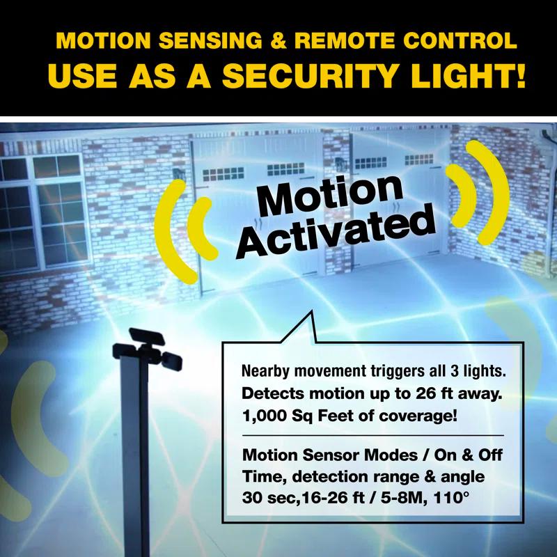 Bell+Howell Bionic Solar Powered Floodlight Max, Motion Activated, Wide Angle, and Weather Resistant