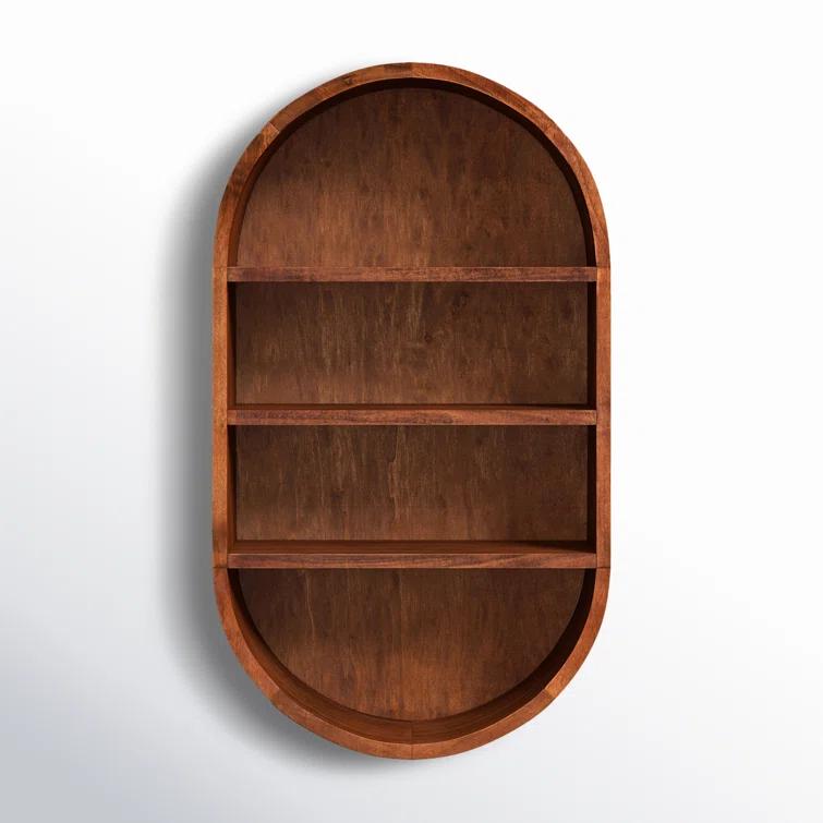 Minx Oval Solid Mango Wood Accent Wall Shelf
