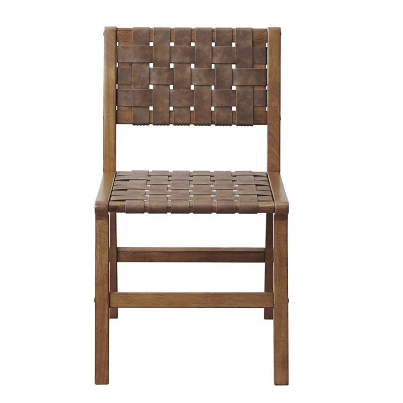 Hokku Designs Faux Leather Woven Dining Chairs Set Of 2