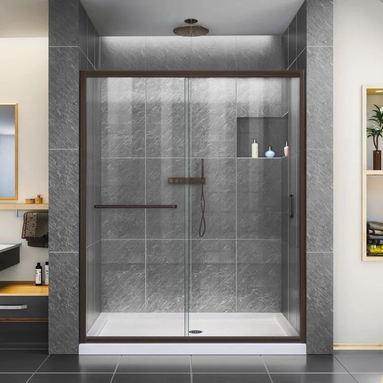 Infinity-Z 60" W x 30" D x 74.75" H Semi-frameless Sliding Shower Kit