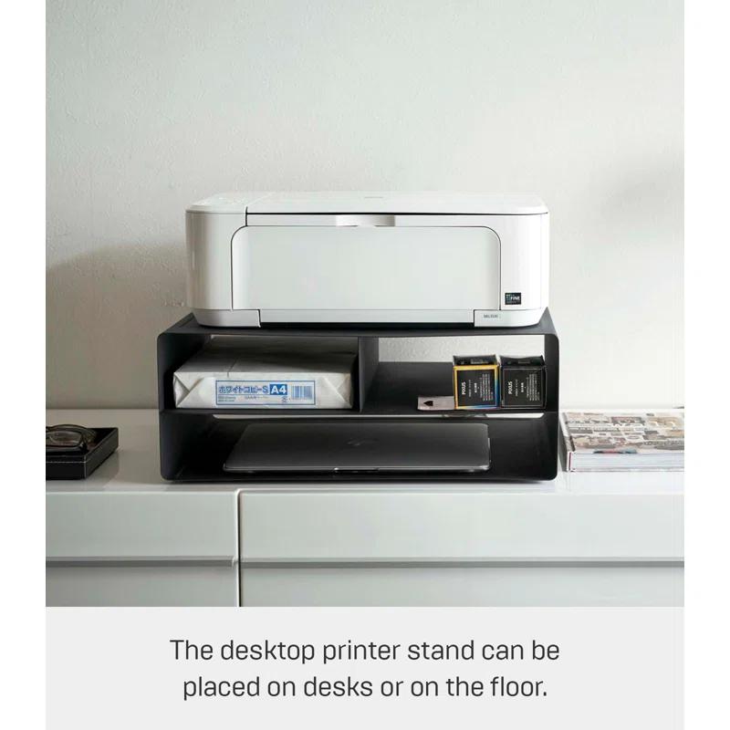 Yamazaki Home Desktop Printer Stand - Computer Accessory Office Organizer, Steel