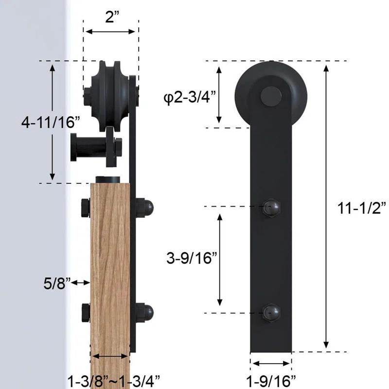 LAZ Black Steel Double Door Barn Door Hardware Kit Standard Double (NOT INCLUDE DOORS)