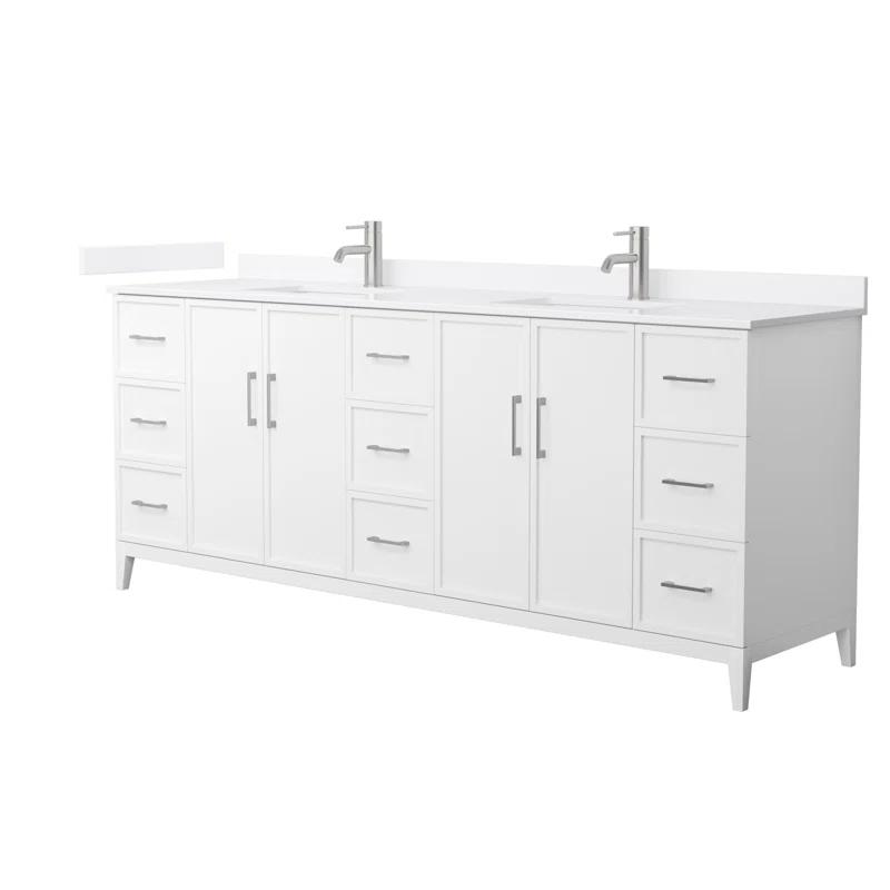 Wyndham Collection Elan 84'' Double Bathroom Vanity with Quartz Top