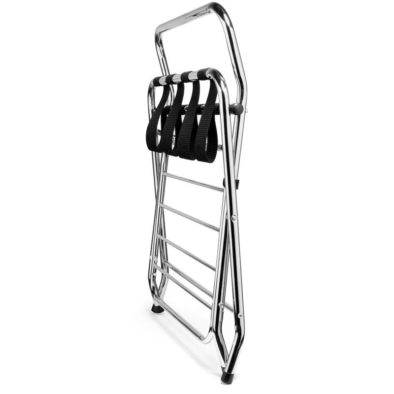 USTECH USTECH Luggage Rack-Double Tier, Assembled, Chrome, Storage Organizer, Pack of 1,