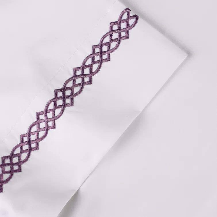 Superior Infinity Scroll Embroidered Certified Egyptian Cotton 1000 Thread Count Bed Sheet Set