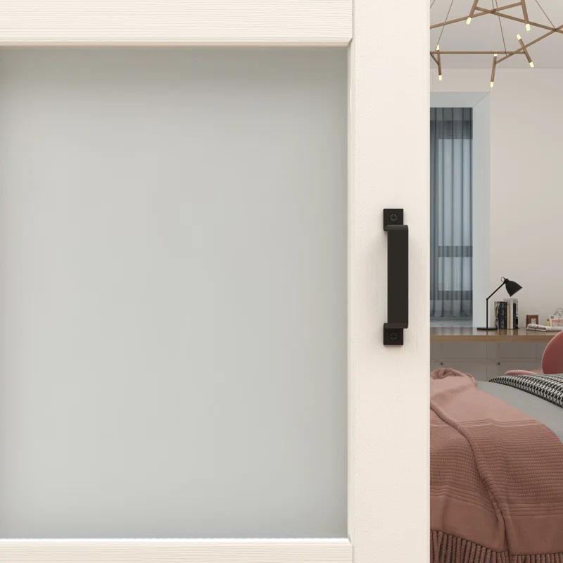 Calhome 36'' x 84'' Solid + Manufactured Wood Glass with Installation Hardware Kit Barn Door
