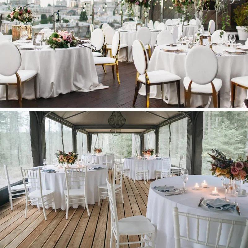 Hokku Designs 10 Packs Premium Round Tablecloth 90 Inch White Polyester Table Cloth Bulk Washable Polyester Fabric Tablecloths Table Cover For Wedding Party Banquet Buffet Table Holiday Dinner (White, 90 Inch)