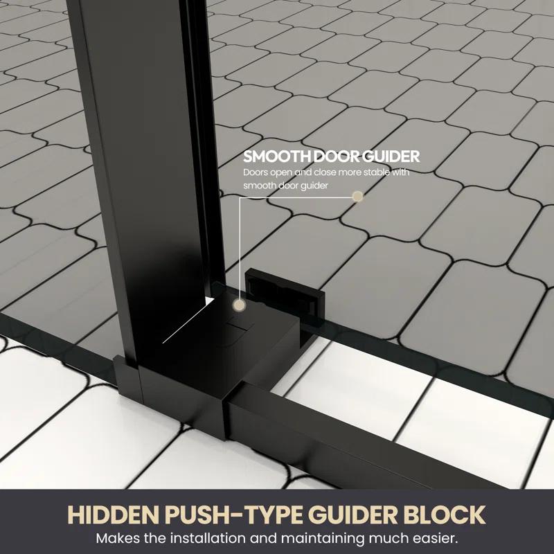 Echarri 60'' W 78'' H Frameless Rectangle Reversible Shower Enclosure