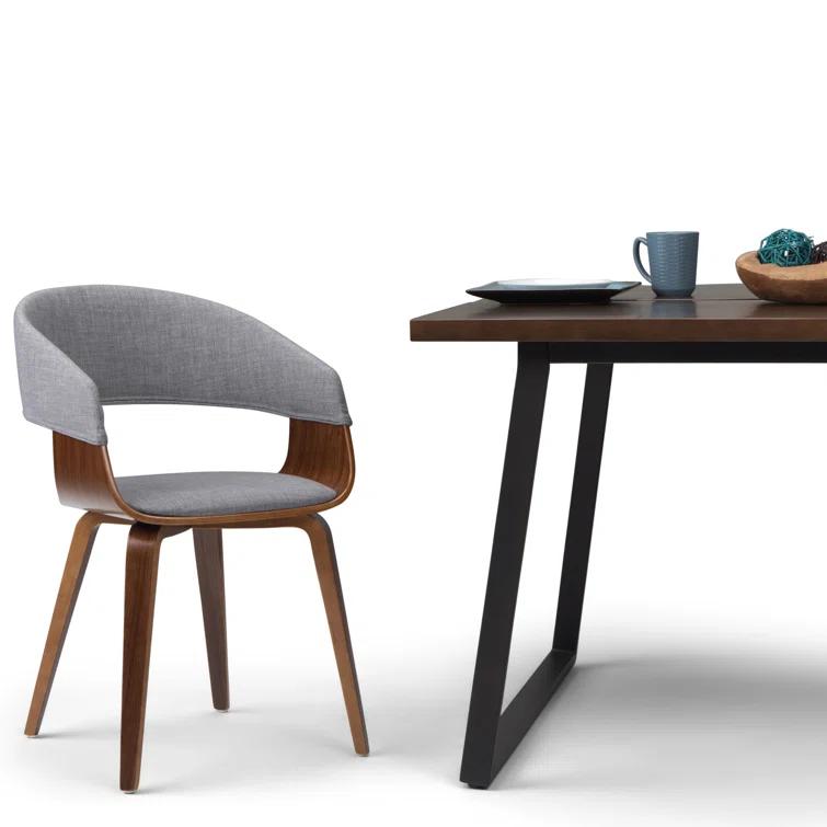 Lowell Bentwood Upholstered Dining Chair with Curved Backrest in Mid-Century Modern Style