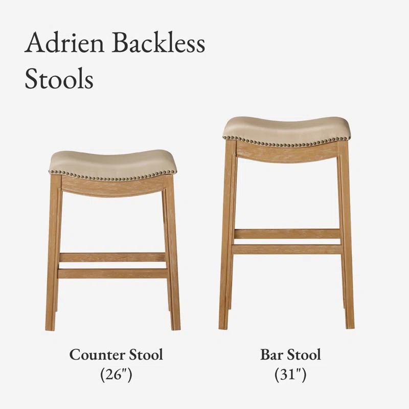 Maven Lane Maven Lane Adrien Backless Saddle Stool with Vegan Leather Upholstery