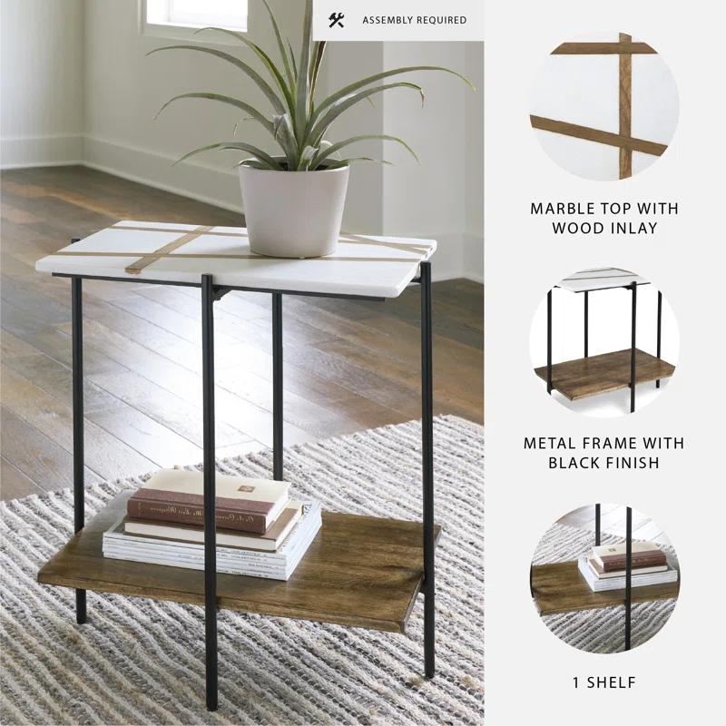 17 Stories Lajoy Marble Top End Table