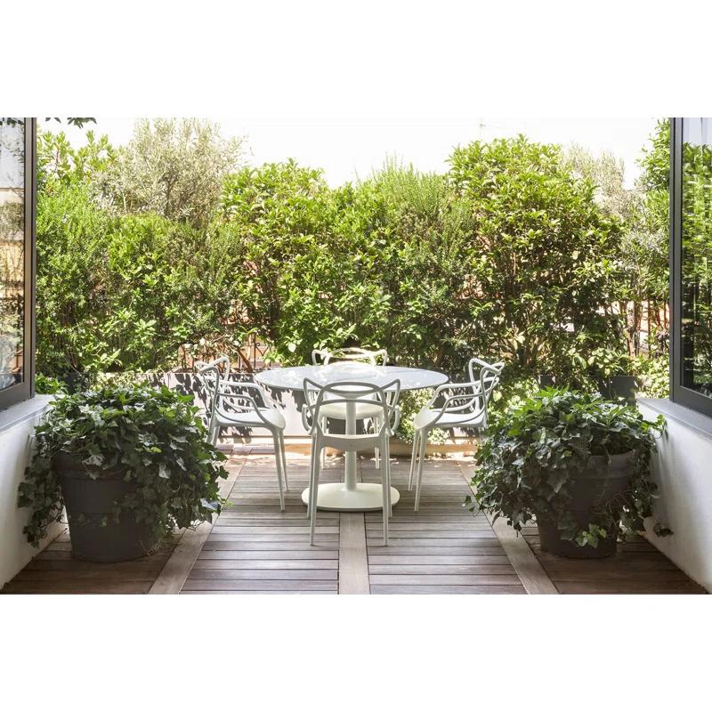 Kartell Multiplo Round Stone Top Metal Base Dining Table