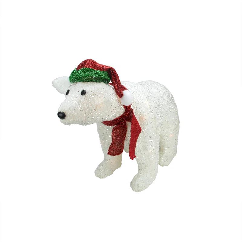 Northlight Seasonal 23" Pre-Lit White Glittered Polar Bear Outdoor Christmas Decoration