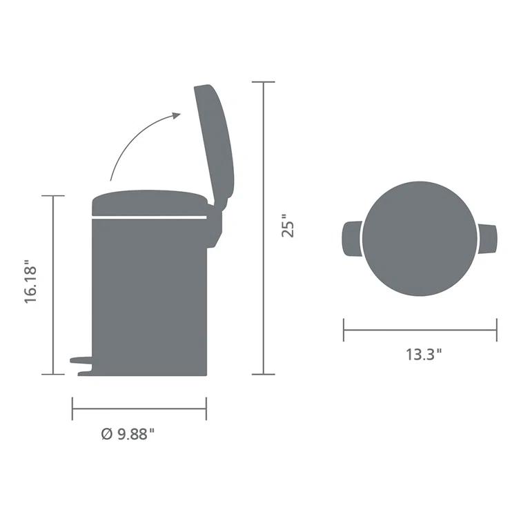 Brabantia Newicon Step On Trash Can, 3.2 Gallon (12 Liter)