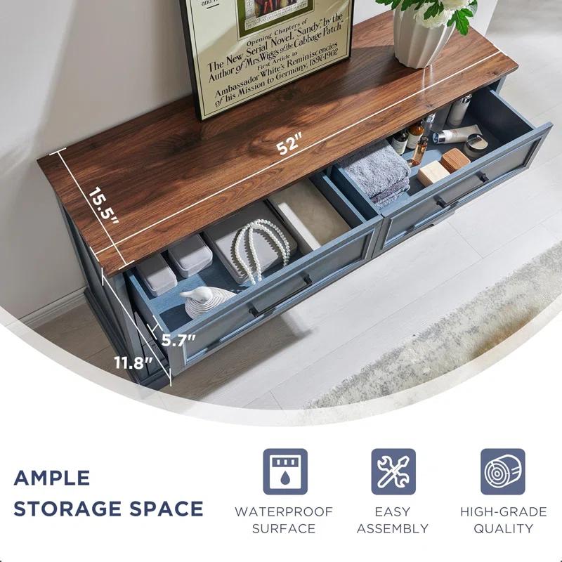 Lark Manor™ Ursula 52"W Farmhouse 6 Wide Drawer Dresser, Bedroom Chest of Drawers With  Anti-Tip Design