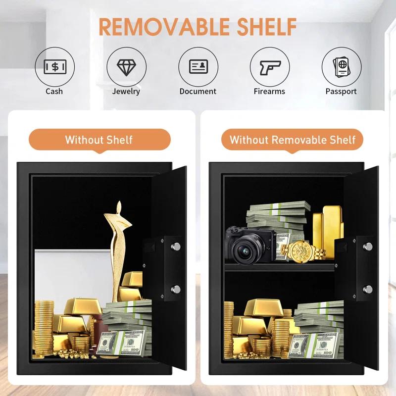 MASTER CRAFT WINDOW AND DOOR 3.0 Cubic Feet Fire Proof Safe Boxes For Home Use, Digital Home Security Safe Box With Electronic Keypad & Keys, Personal Safe For Firearm Medicine Money Documents Valuables