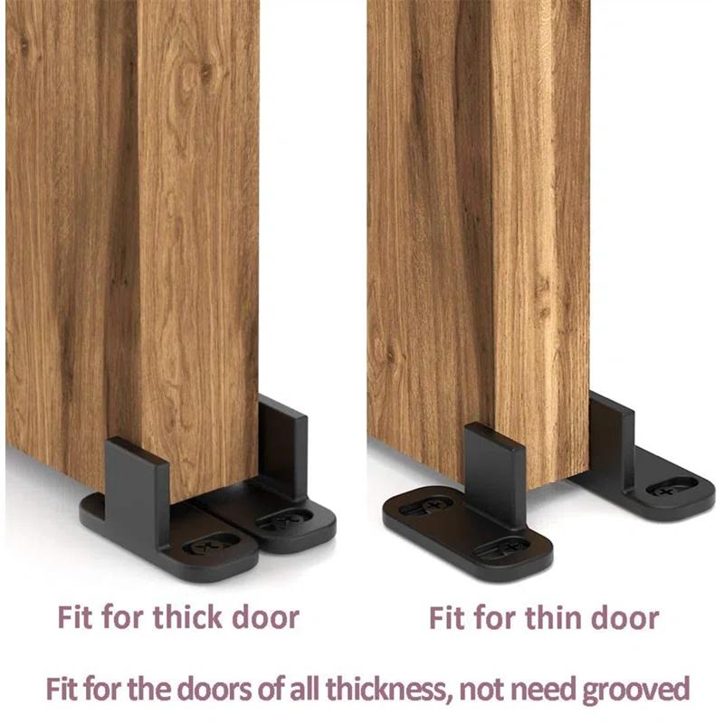 HERACLES No Groove Adjustable Sliding Door Guide, Bottom Floor Guide, Barn Door Floor Guide Floor Mount, Bypass Door Guide, Black Plastic With Screws(2Sets)