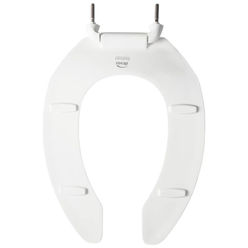 2155CT Commercial Heavy Duty Open Front Toilet Seat, No Lid, Never Loosen, ELONGATED, Plastic, White