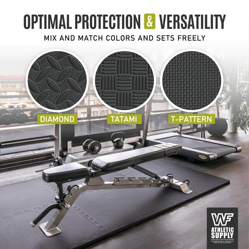 CAP Interlocking Exercise Foam Mats, 24 SQ.FT Diamond, TATAMI, T-Pattern 1/2-Inch Thickness Tiles