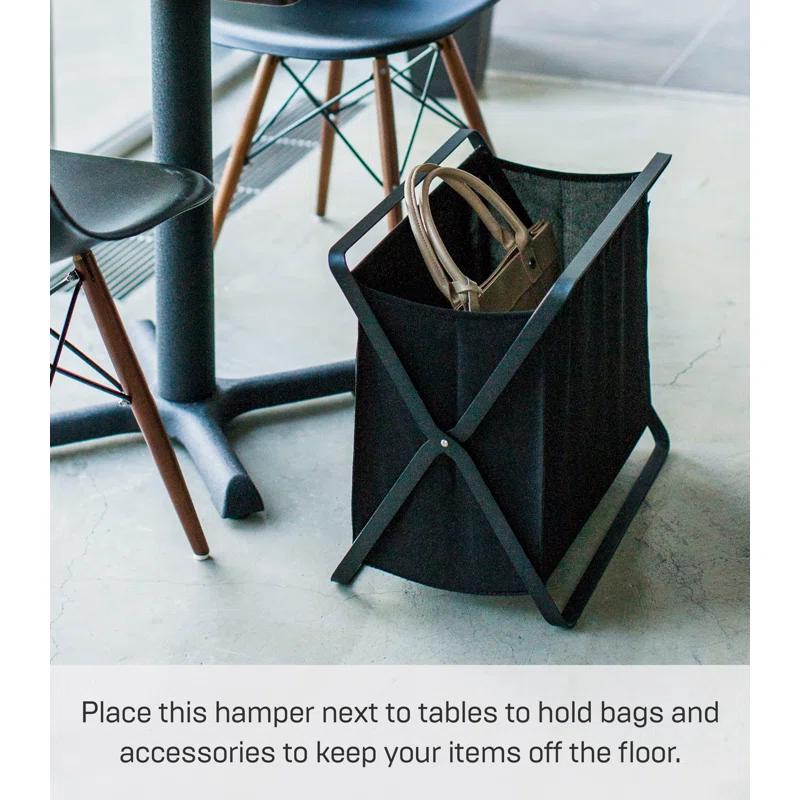 Yamazaki Home Laundry Basket - Foldable Storage Hamper Organizer, Steel, 10.9 gallons, Handles