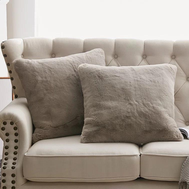 Home Soft Things Heavy Faux Fur Throw Pillow Cover (Set of 2)