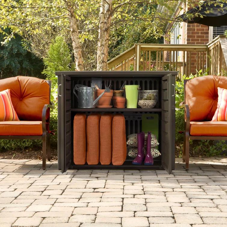 CG INTERNATIONAL TRADING 123 Gallon Water Resistant Lockable Deck Box in Brown | Wayfair