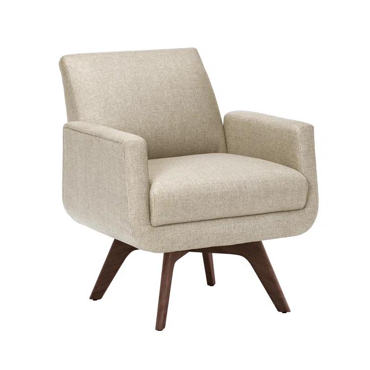 Bungalow Walnut Swivel Handcrafted Accent Chair