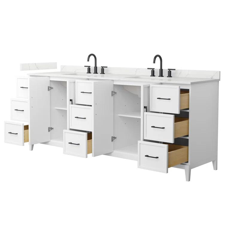 Wyndham Collection Elan 84'' Double Bathroom Vanity with Quartz Top