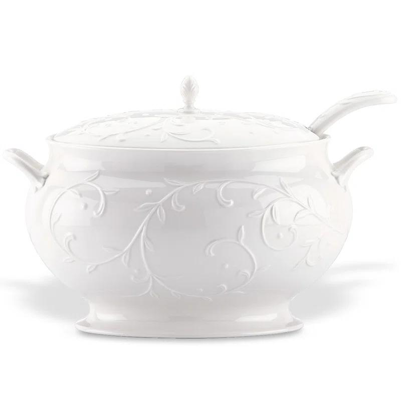 Lenox Opal Innocence Carved 3Pc Soup Tureen Set