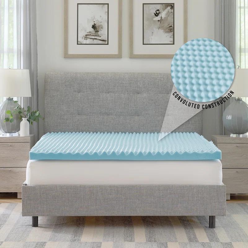 BodiPEDIC 2.5'' Gel Memory Foam Convoluted Mattress Topper