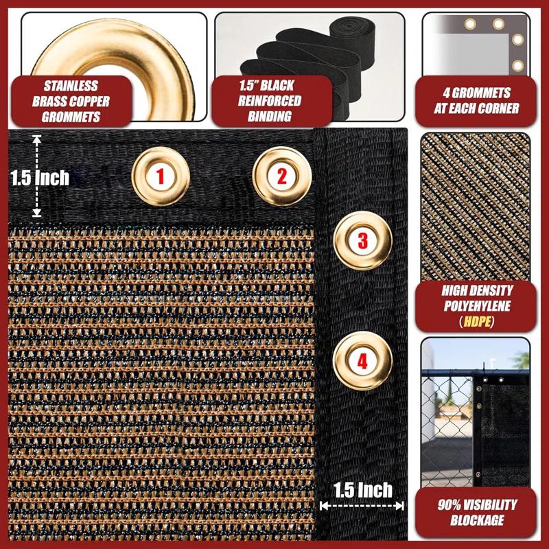 Amgo Amgo Fence Privacy Screen Heavy Duty Windscreen with Bindings & Grommets