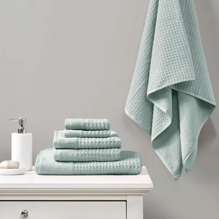 Madison Park Spa Waffle Cotton Jacquard Antimicrobial Bath Towel 6 Piece Set