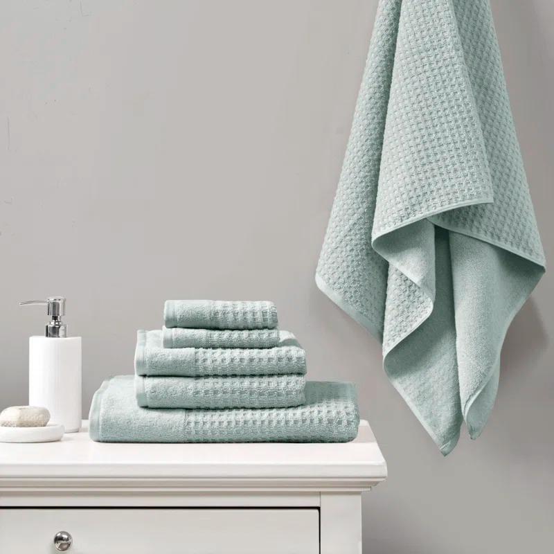 Madison Park Spa Waffle Cotton Jacquard Antimicrobial Bath Towel 6 Piece Set