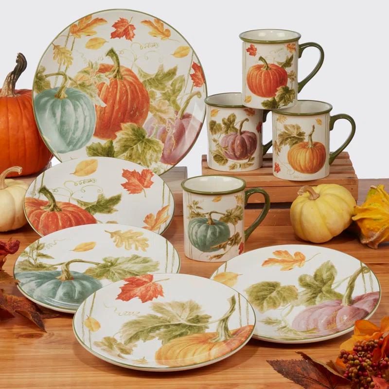 Certified International Autumn Harvest Set Of 4 Dessert Plate