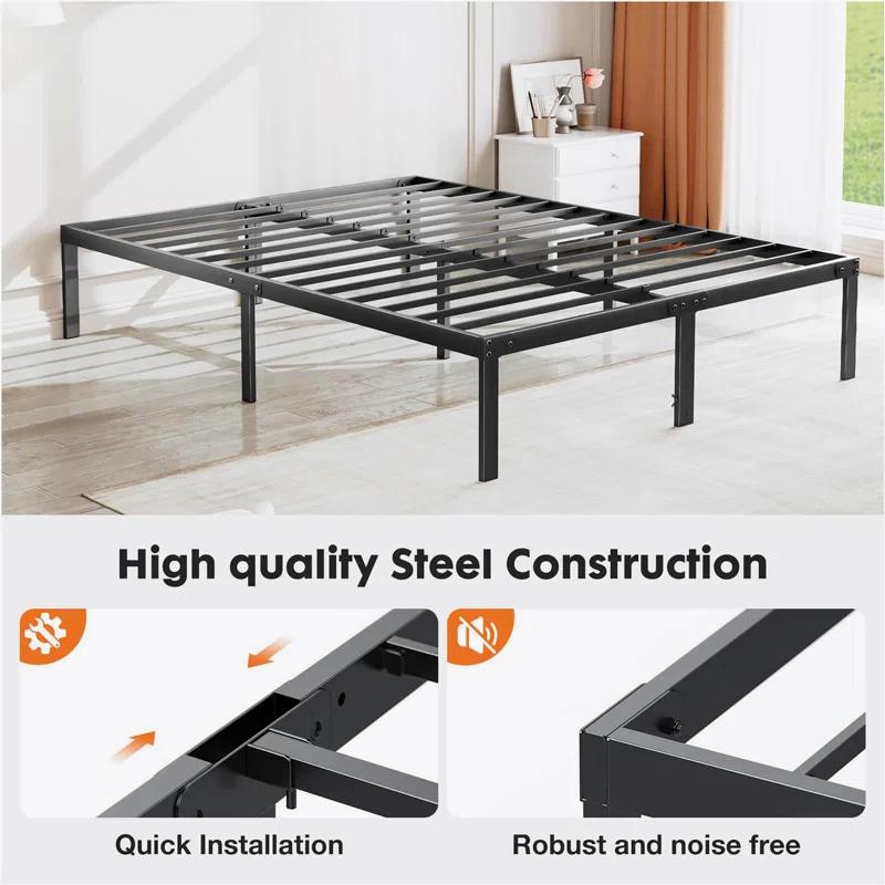 Ebern Designs Heavy Duty Metal Bed Frame with Sturdy Steel Slat Support