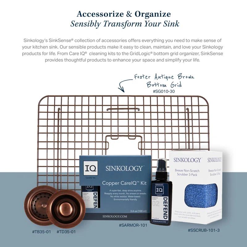 SinkSense Foster Antique Brown 25" x 17" Kitchen Sink Bottom Grid