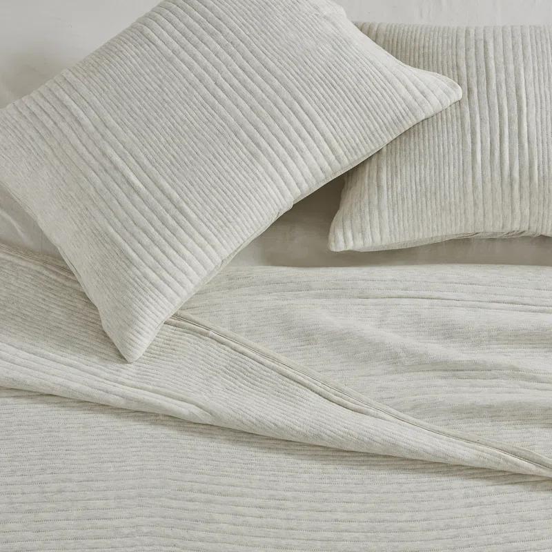 FreshFolds Jersey Cotton Blend Stitched Quilt Set with Shams