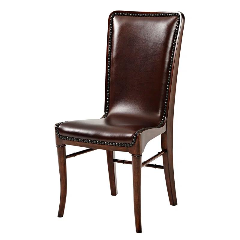 Theodore Alexander Vanucci Eclectics 19.75'' H Genuine Leather Upholstered Side Chair (Set of 2)