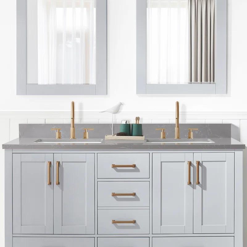 Vinnova Jaen 61'' Stone Double Bathroom Vanity Top with Sink