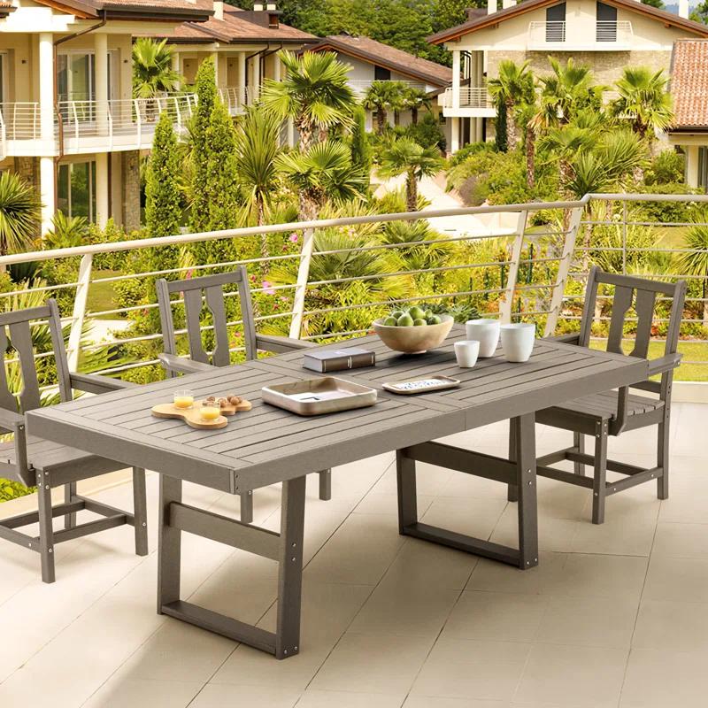 Mabry 5 Piece Patio Dining Set, Patio tables with 4 Chairs,Patio Furniture Sets Made of HDPE Materia and Metal Frame Reinforcement for Backyard, Porch, Lawn，Party and Garden,Gray
