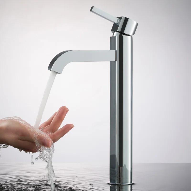 Kraus C-KCV-122-1007CH Ceramic Rectangular Vessel Bathroom Sink with Faucet