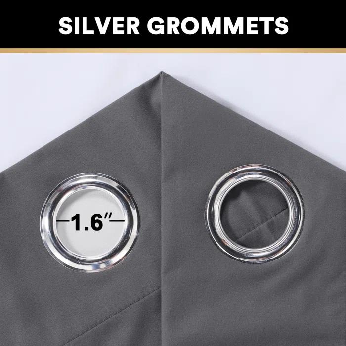 The Twillery Co.® Adona Thermal Insulated Bedroom Curtain Solid Color Room Darkening Blackout Grommet Heat Blocker Curtain Panels with White Liner