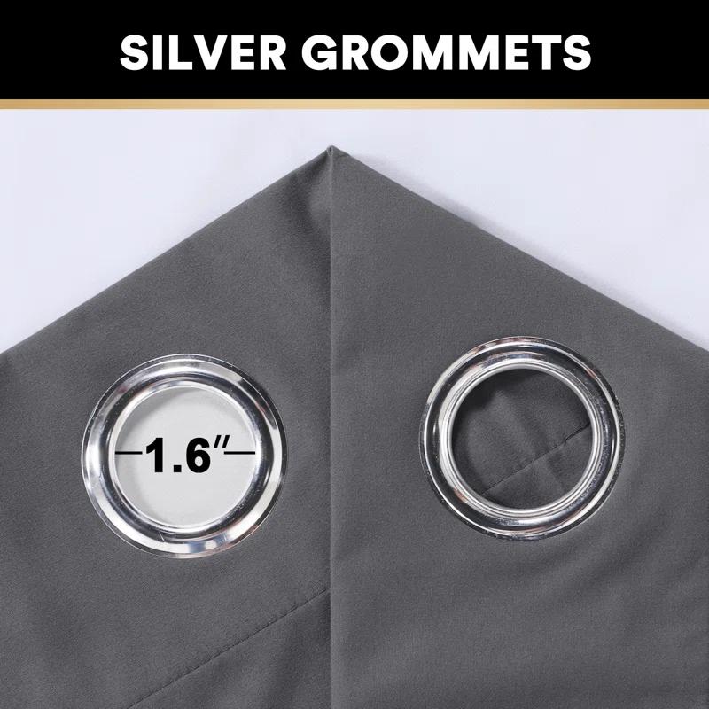 The Twillery Co.® Adona Thermal Insulated Bedroom Curtain Solid Color Room Darkening Blackout Grommet Heat Blocker Curtain Panels with White Liner