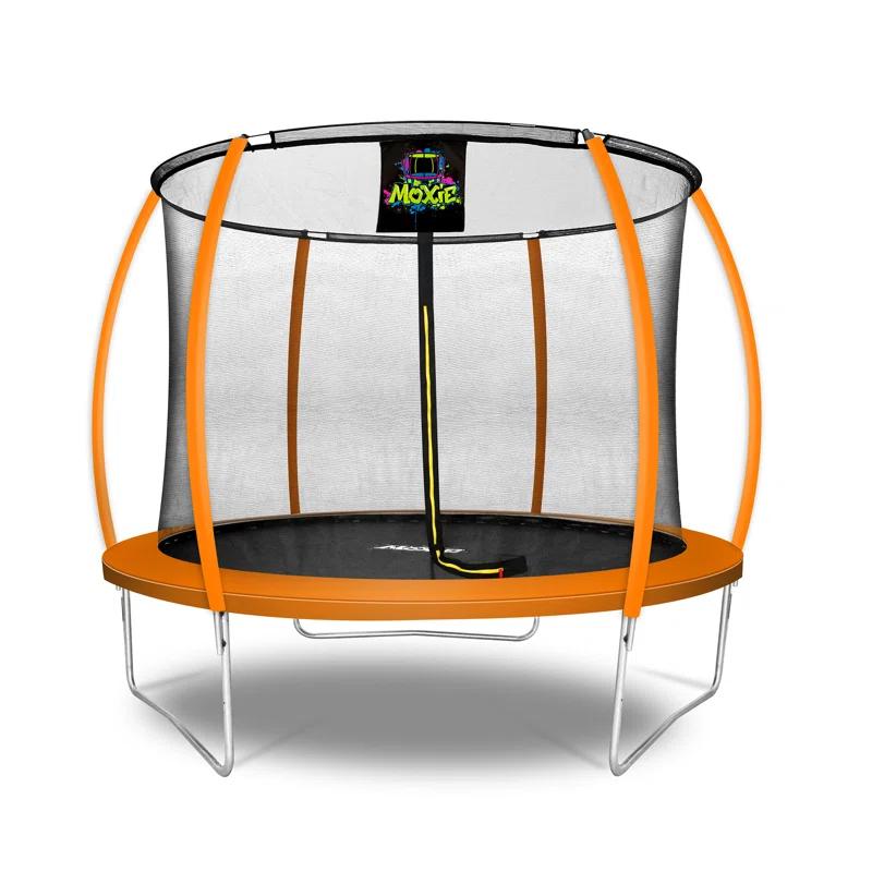 Moxie Machrus Moxie Pumpkin-Shaped Outdoor Trampoline Set with Top-Ring Frame Safety Enclosure, 10 FT