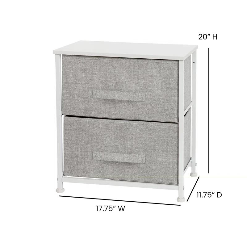Flash Furniture Malone 2 Drawer Storage Stand with Wood Top & Fabric Pull Drawers
