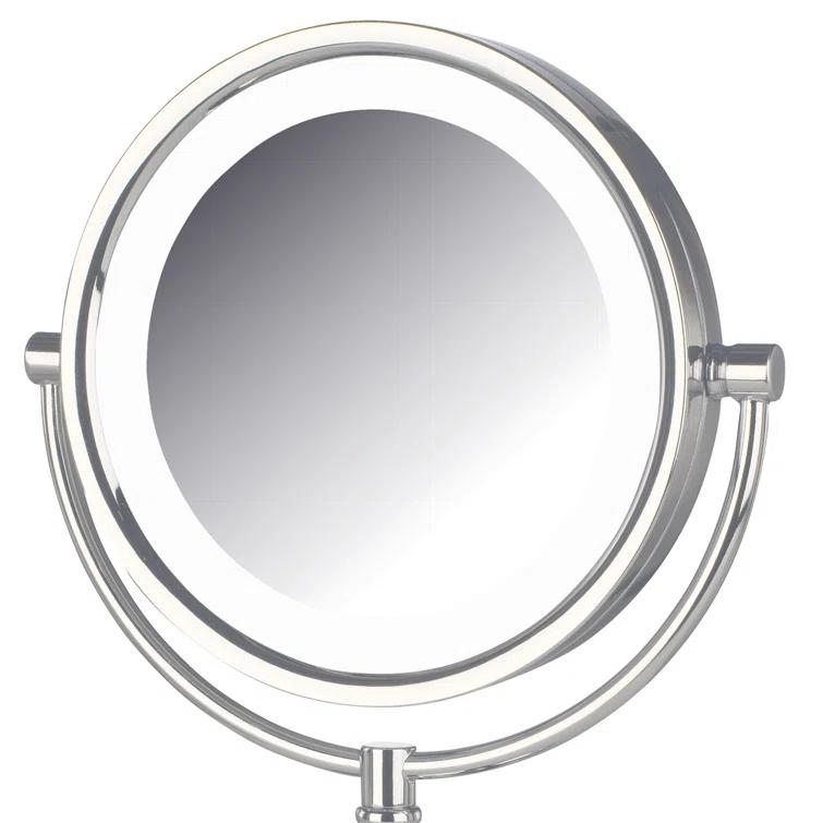 Symple Stuff 8.5" Lighted Tabletop Magnified Makeup Mirror, Plug In