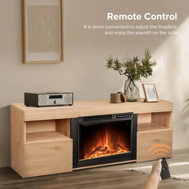 COWSAR COWSAR TV Stand for TVs up to 60" with Electric Fireplace with Remote Control,Adjustable Real 3d Flame Brightness