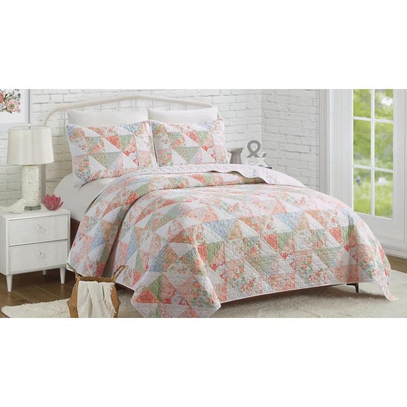 Modern Heirloom Coventry Floral Patchwork Printed Quilt Set