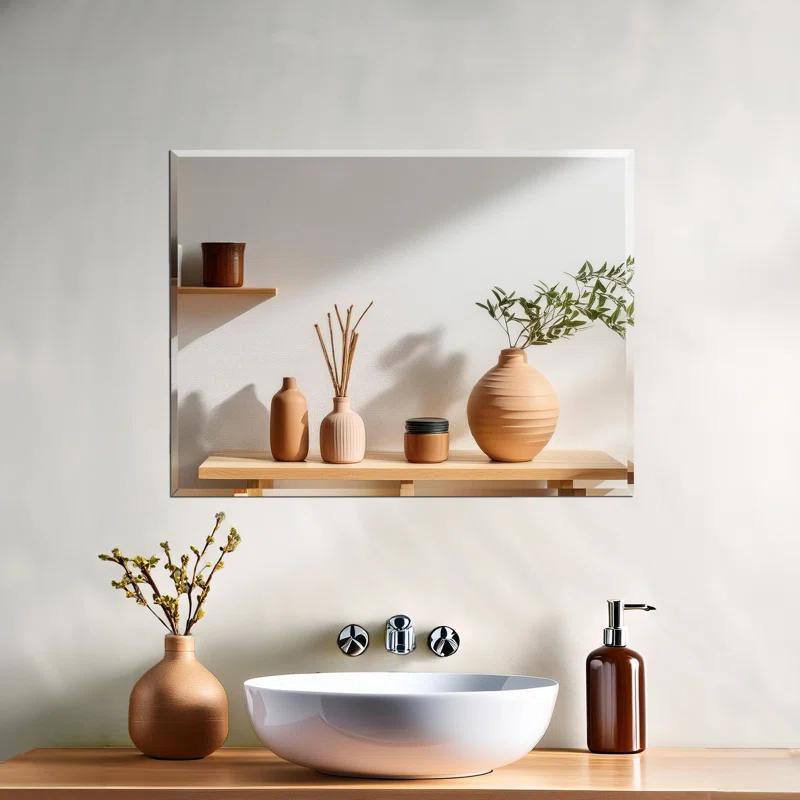 Gatco Flush Mount Frameless Beveled Wall Rectangle Mirror | Mount Landscape or Portrait